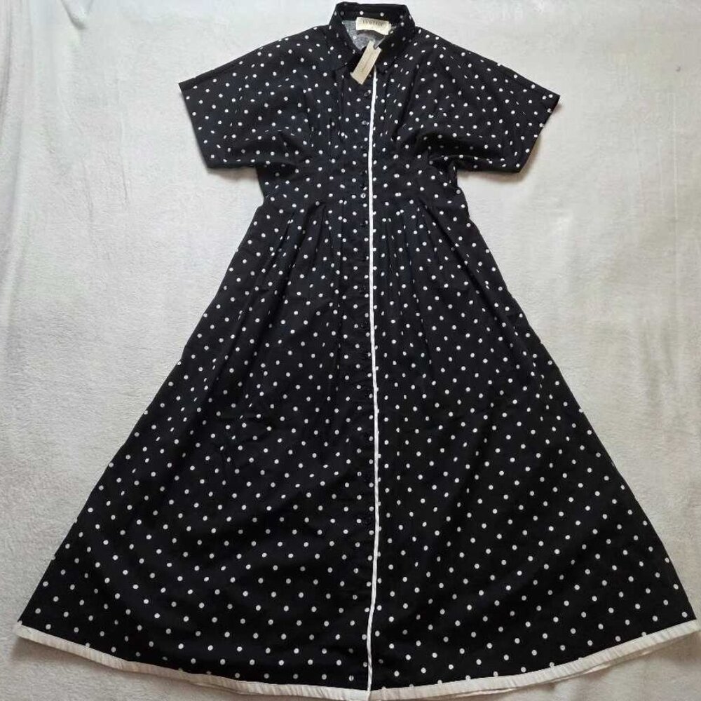 New XS Exquise x Anthropologie The Tobie button-front shirt dress in polka dot